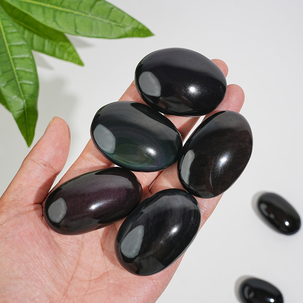 Natural Crystal Rainbow Obsidian Palmstone