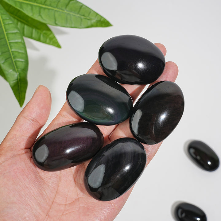 Natural Crystal Rainbow Obsidian Palmstone