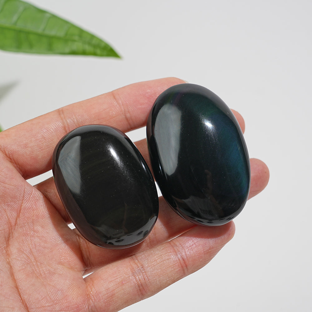 Natural Crystal Rainbow Obsidian Palmstone