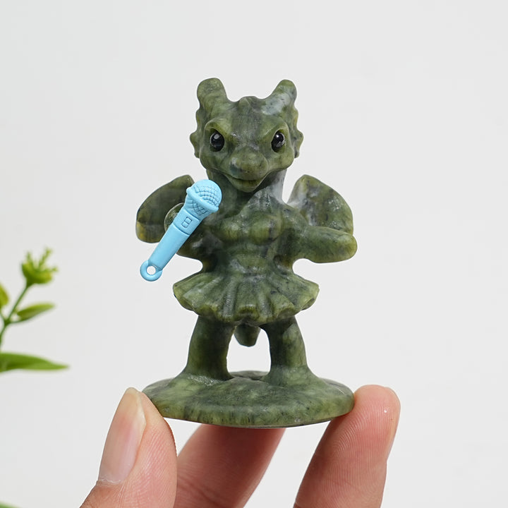 Unique,Natural Crystal Carving Serpentine Fun Dragon
