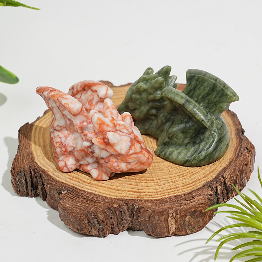 Natural Crystal Carving Cute Sleeping Dragon