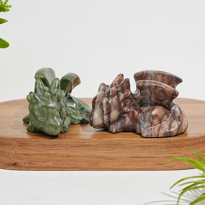 Natural Crystal Carving Cute Sleeping Dragon
