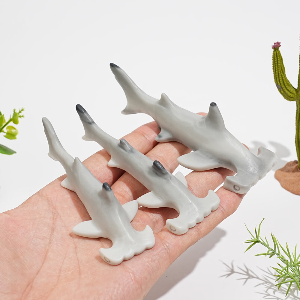 Natural Crystal Taiji Stone Hammerhead Shark Carving
