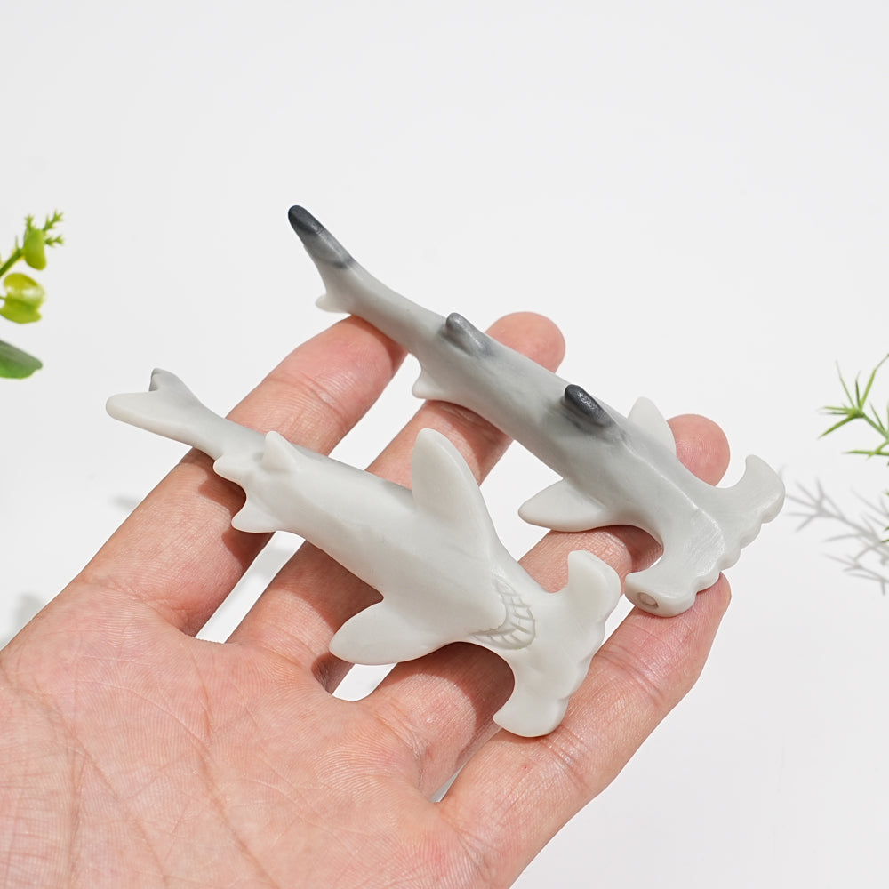 Natural Crystal Taiji Stone Hammerhead Shark Carving