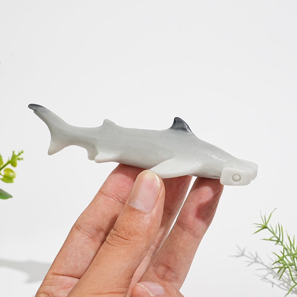 Natural Crystal Taiji Stone Hammerhead Shark Carving