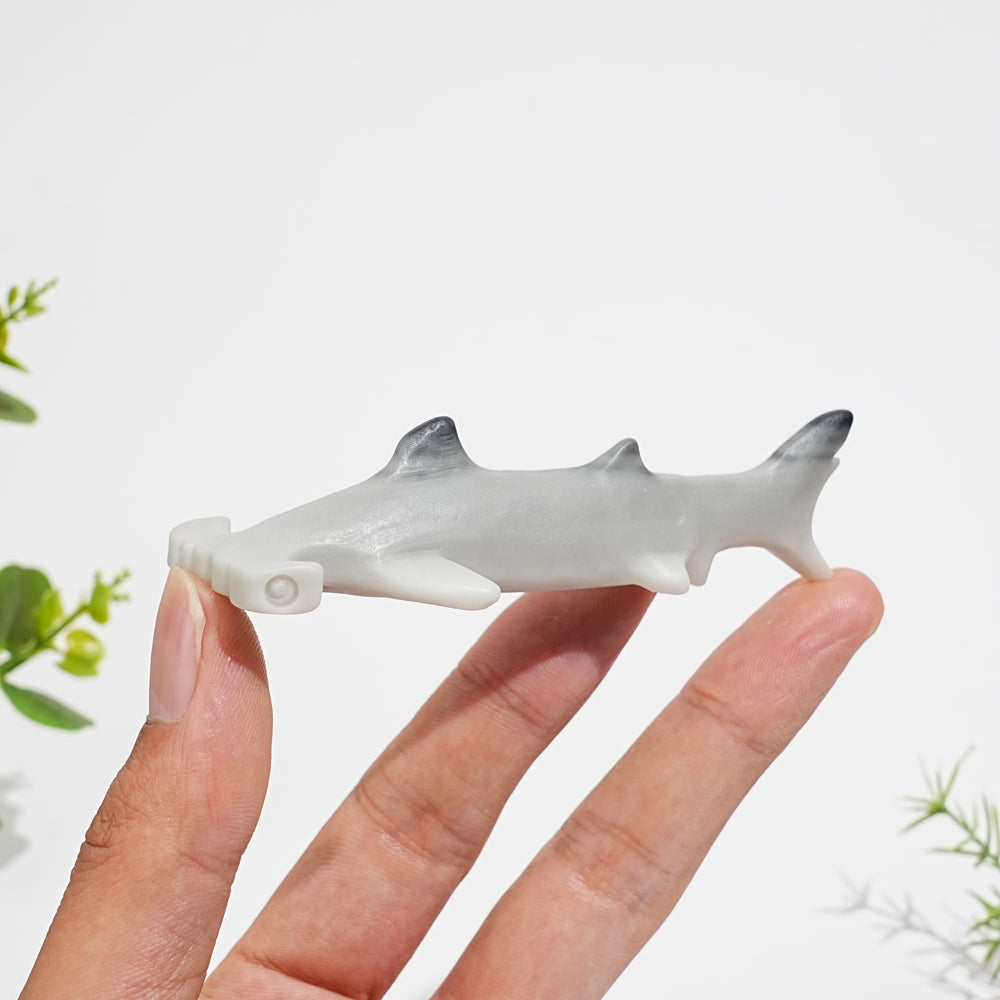 Natural Crystal Taiji Stone Hammerhead Shark Carving