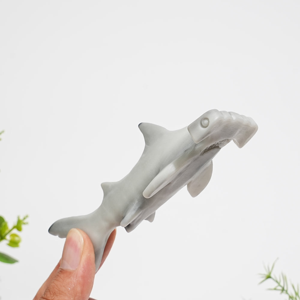 Natural Crystal Taiji Stone Hammerhead Shark Carving