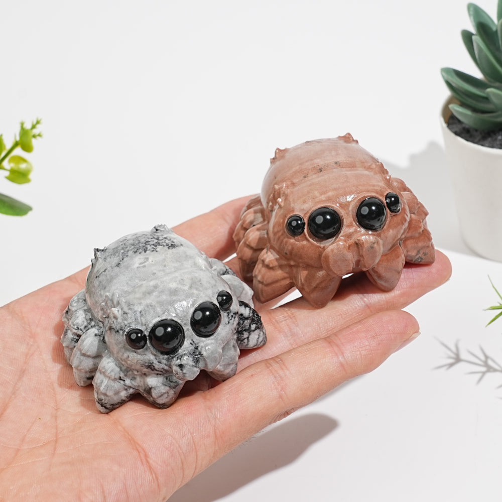 Natural Crystal Big-Eyed Spider Carving