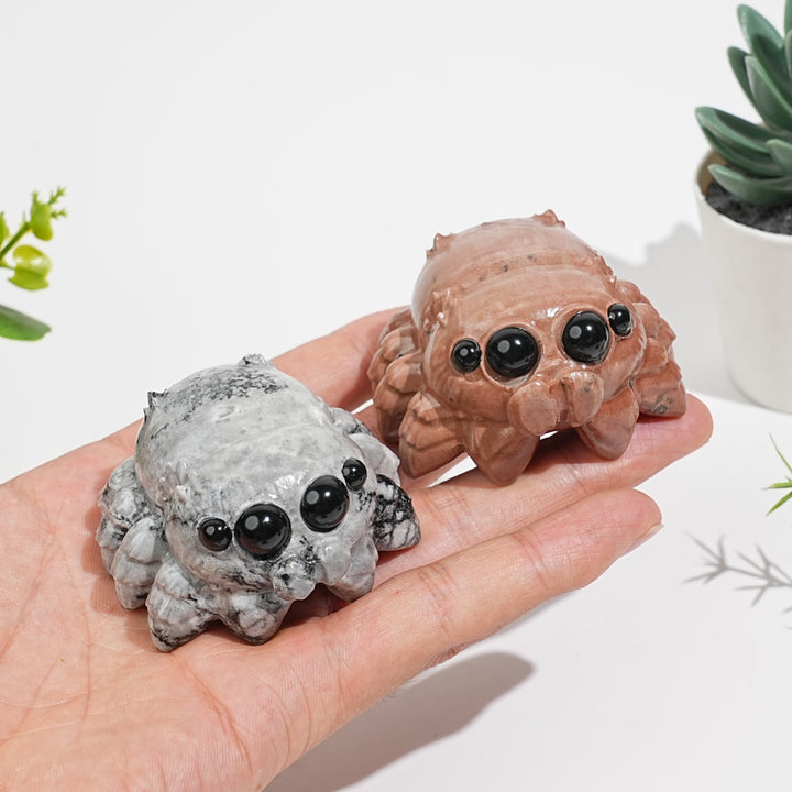Natural Crystal Big-Eyed Spider Carving
