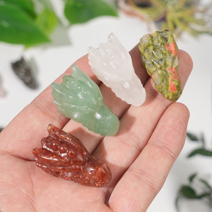 Natural Crystal Carving Mini Dragon Skull