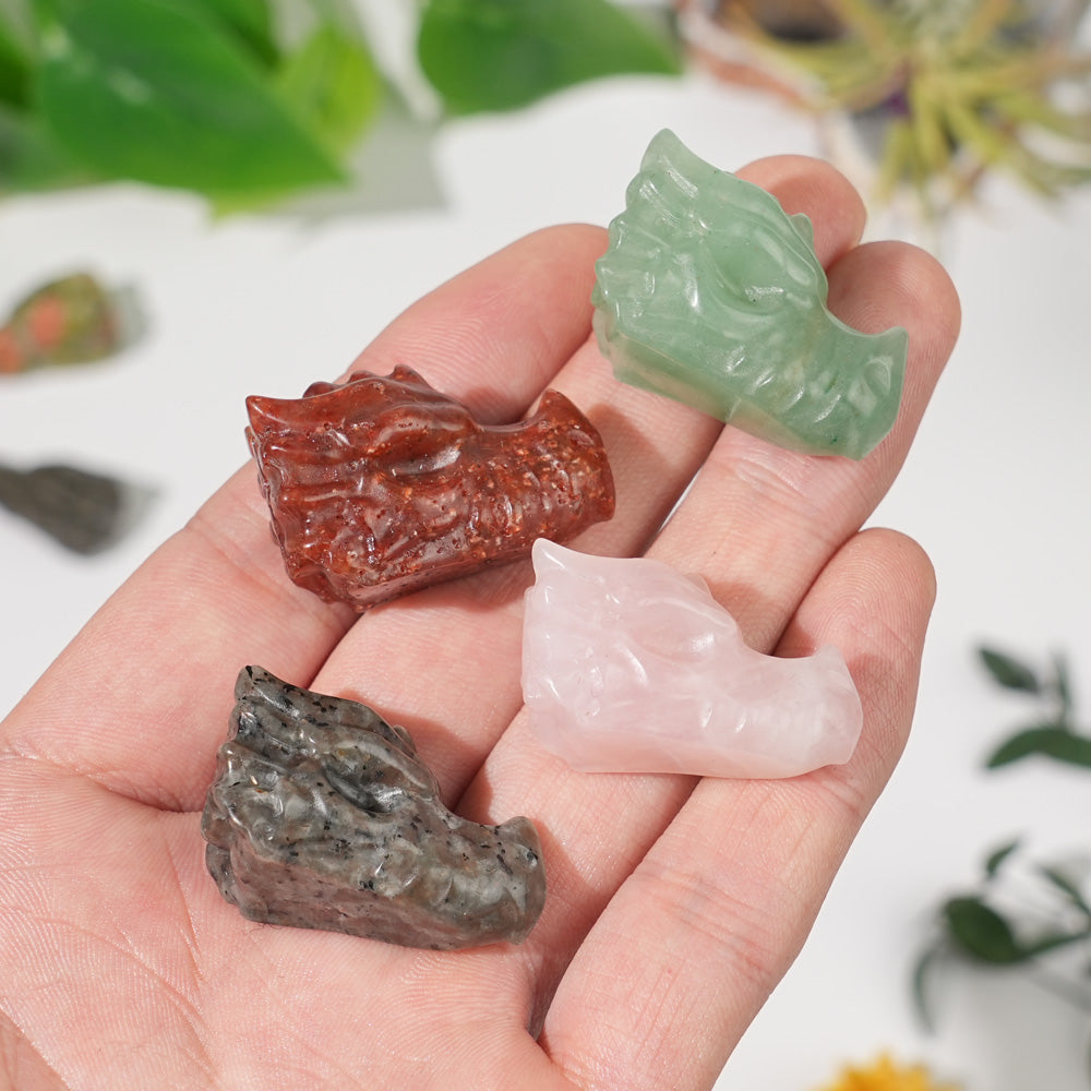 Natural Crystal Carving Mini Dragon Skull