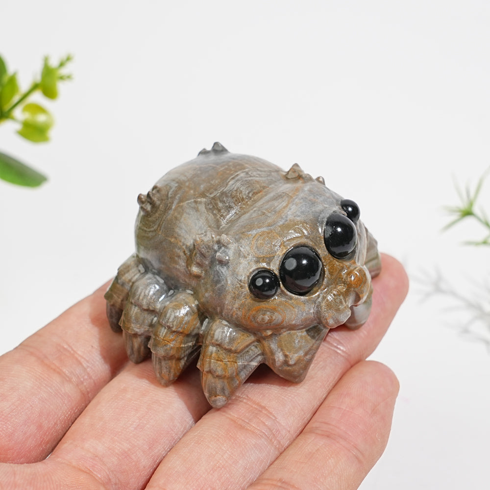 Natural Crystal Big-Eyed Spider Carving