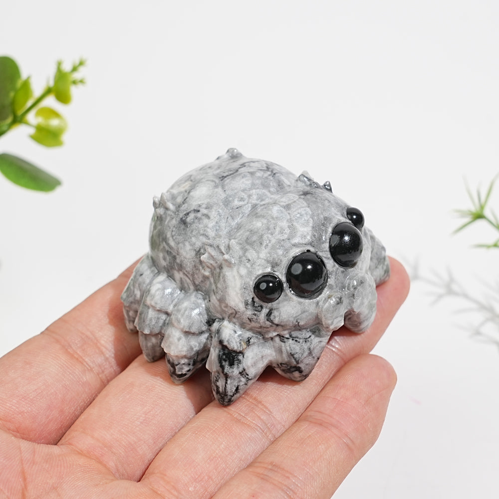 Natural Crystal Big-Eyed Spider Carving