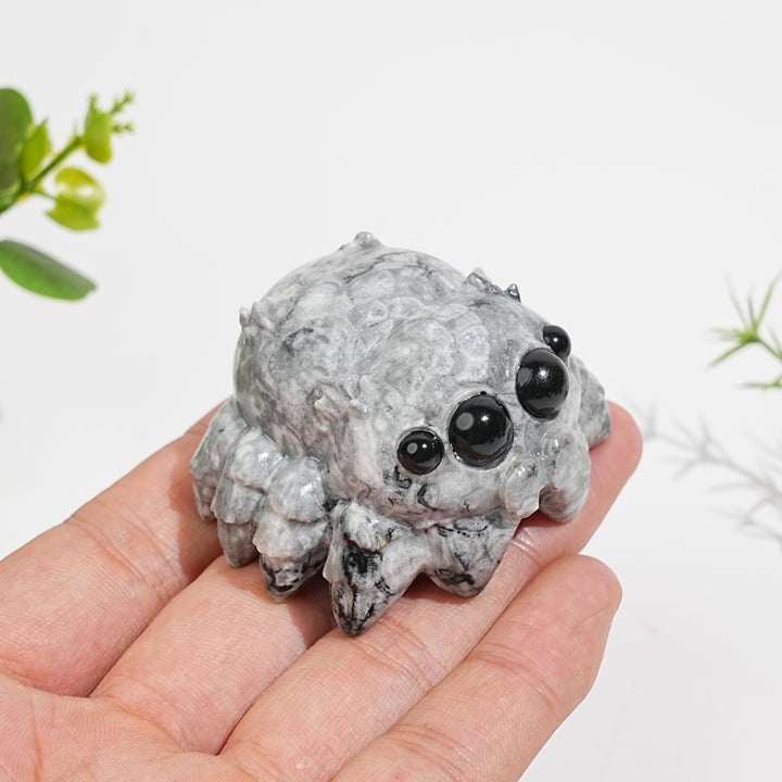 Natural Crystal Big-Eyed Spider Carving