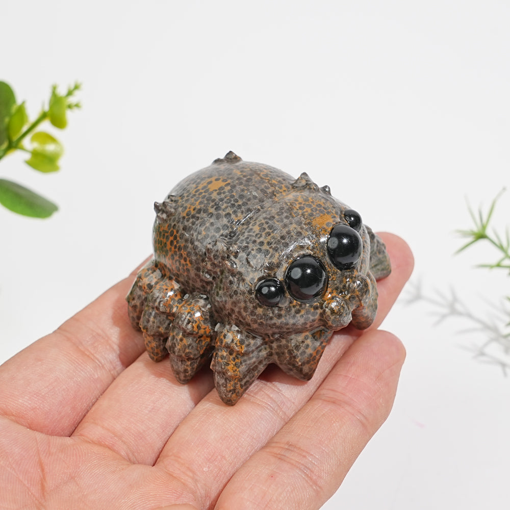 Natural Crystal Big-Eyed Spider Carving