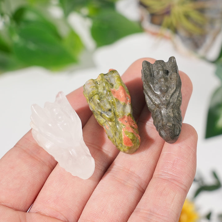 Natural Crystal Carving Mini Dragon Skull