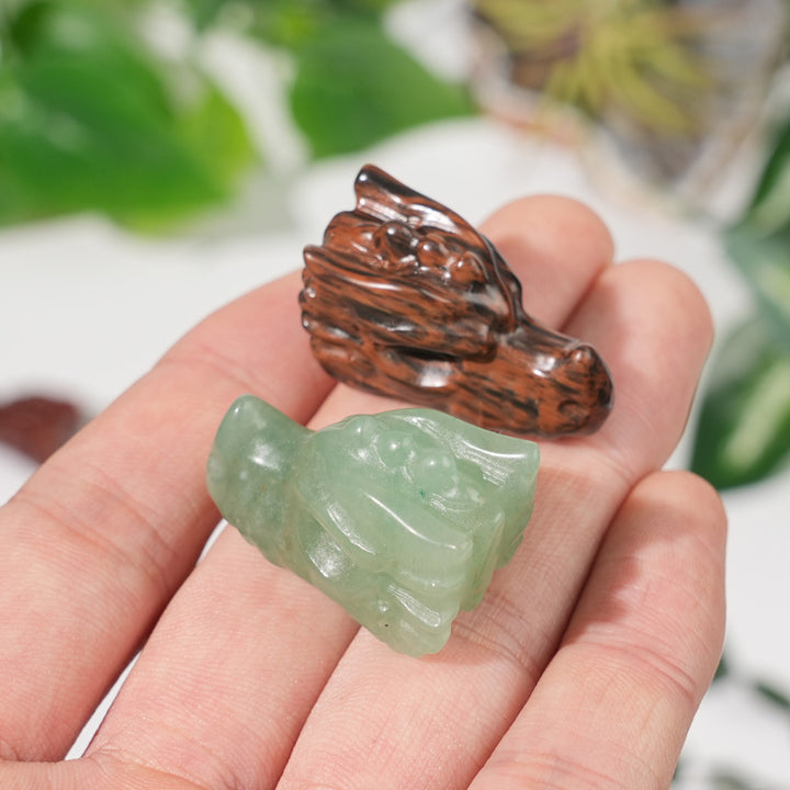 Natural Crystal Carving Mini Dragon Skull