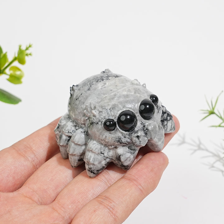 Natural Crystal Big-Eyed Spider Carving