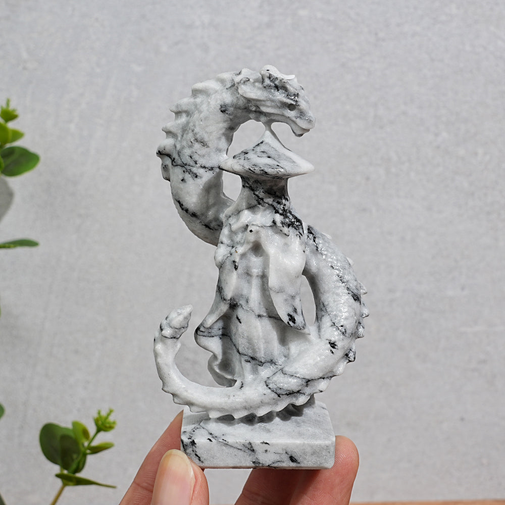 A Slightly Imperfect Natural Crystal Carving Guardian Dragon