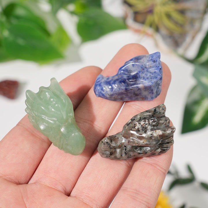 Natural Crystal Carving Mini Dragon Skull