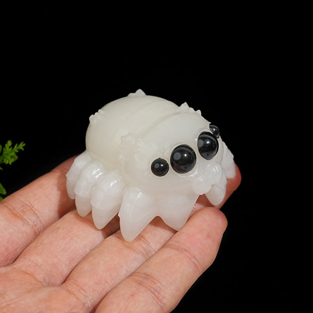 Natural Crystal Big-Eyed Spider Carving