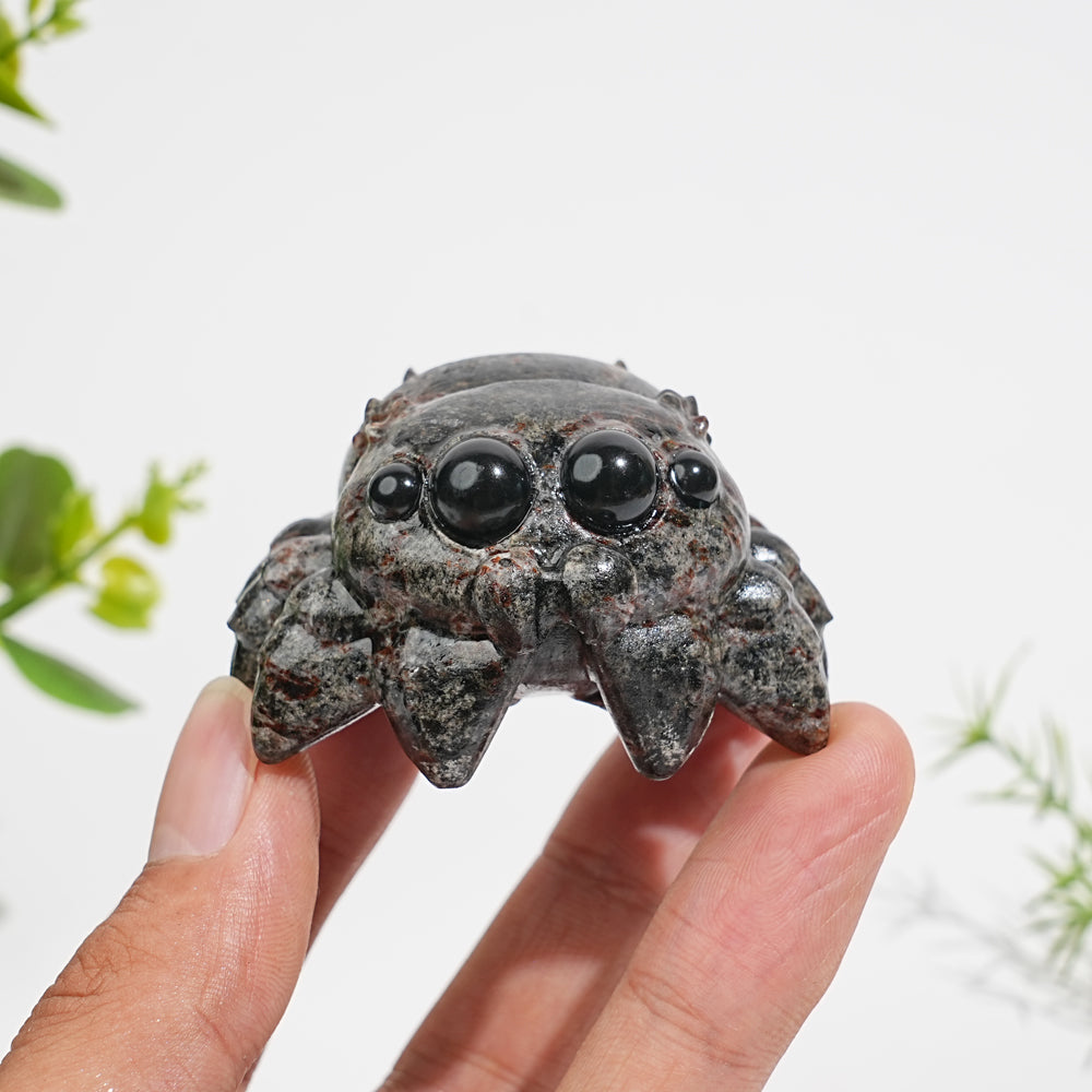 Natural Crystal Big-Eyed Spider Carving