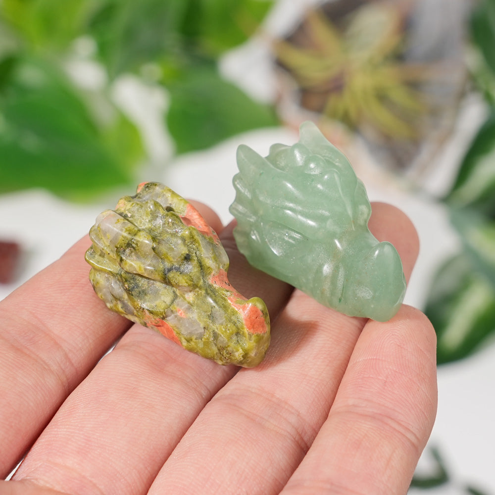 Natural Crystal Carving Mini Dragon Skull