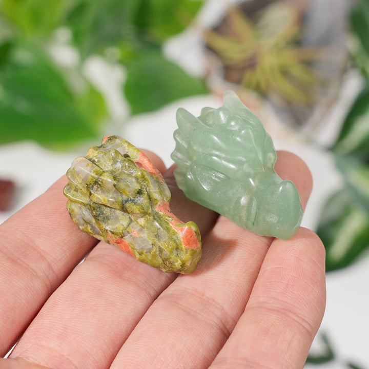 Natural Crystal Carving Mini Dragon Skull