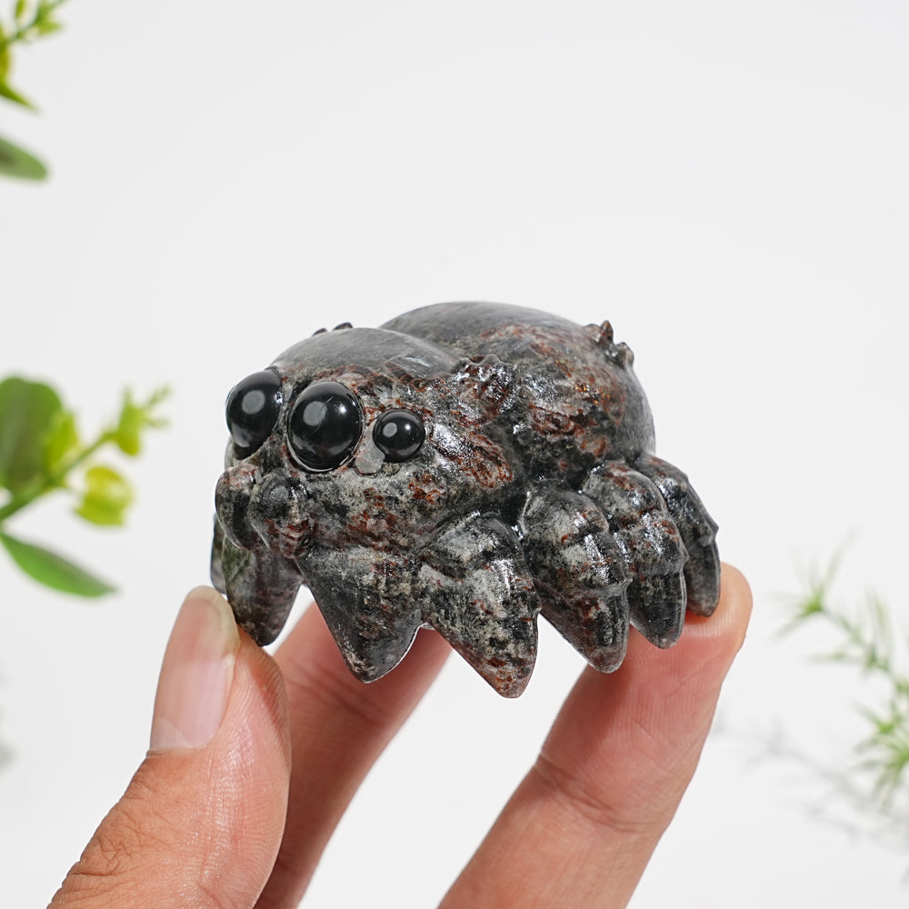 Natural Crystal Big-Eyed Spider Carving