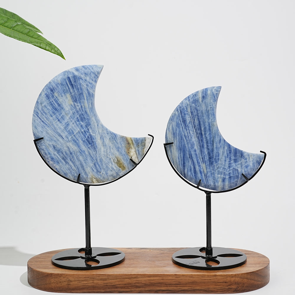 Unique,Natural Crystal Blue Kyanite Serene Moon With Stand
