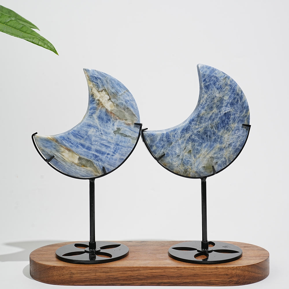Unique,Natural Crystal Blue Kyanite Serene Moon With Stand