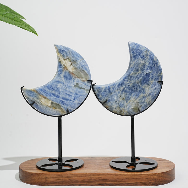 Unique,Natural Crystal Blue Kyanite Serene Moon With Stand