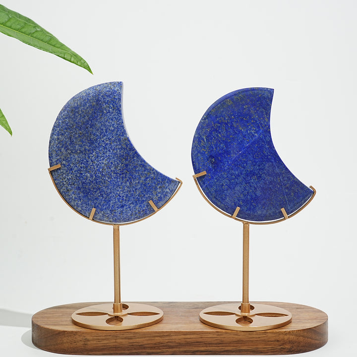 Unique,Natural Crystal Lapis Lazuli Moon With Stand