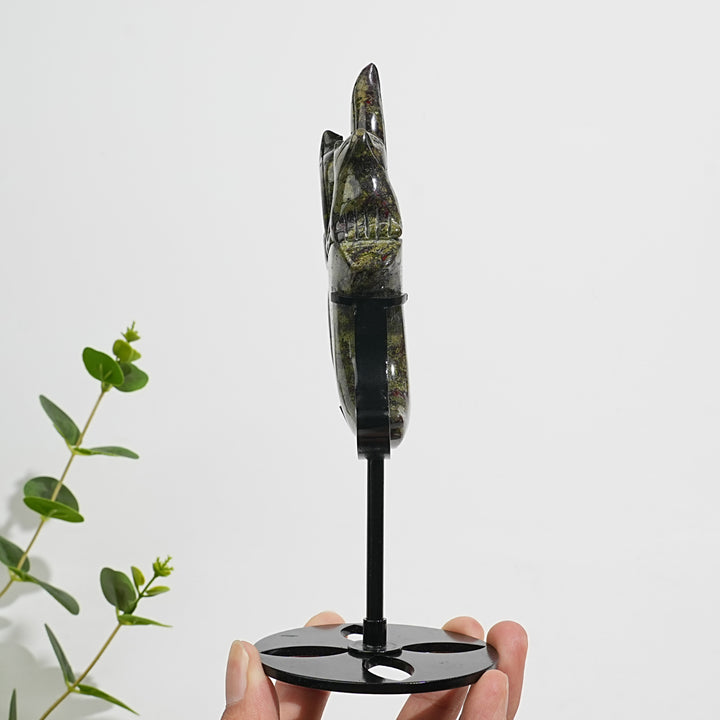 Unique,Natural Crystal Carving Dragon Blood Stone Nine Tailed Fox
