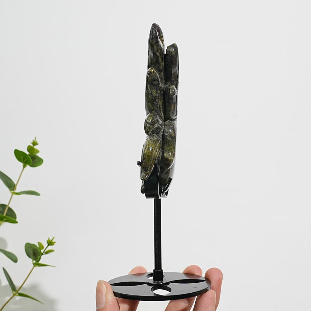 Unique,Natural Crystal Carving Dragon Blood Stone Nine Tailed Fox