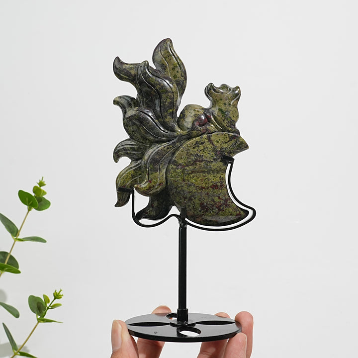 Unique,Natural Crystal Carving Dragon Blood Stone Nine Tailed Fox