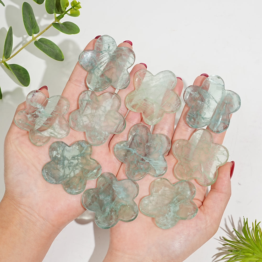 Natural Crystal Carving Five Petal Flower Worry Stone