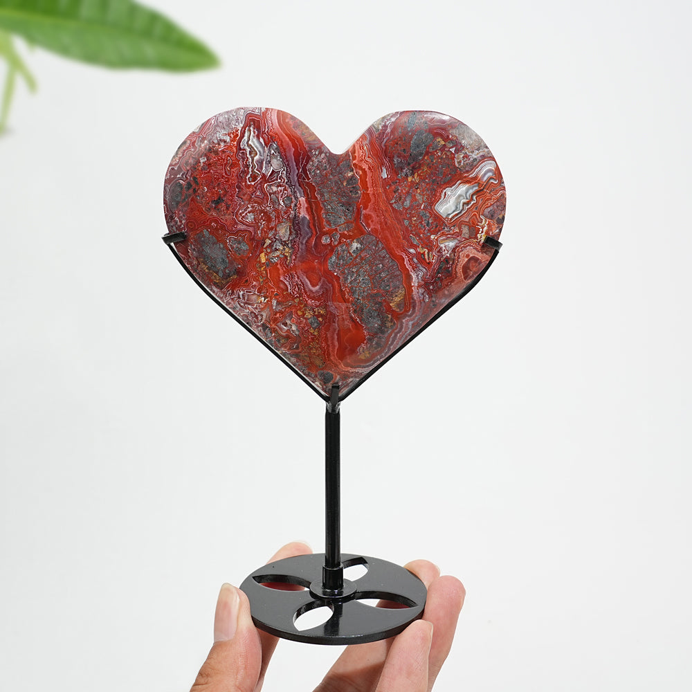 Único, Corazón de Ágata Mexicana Cristal Natural en Soporte
