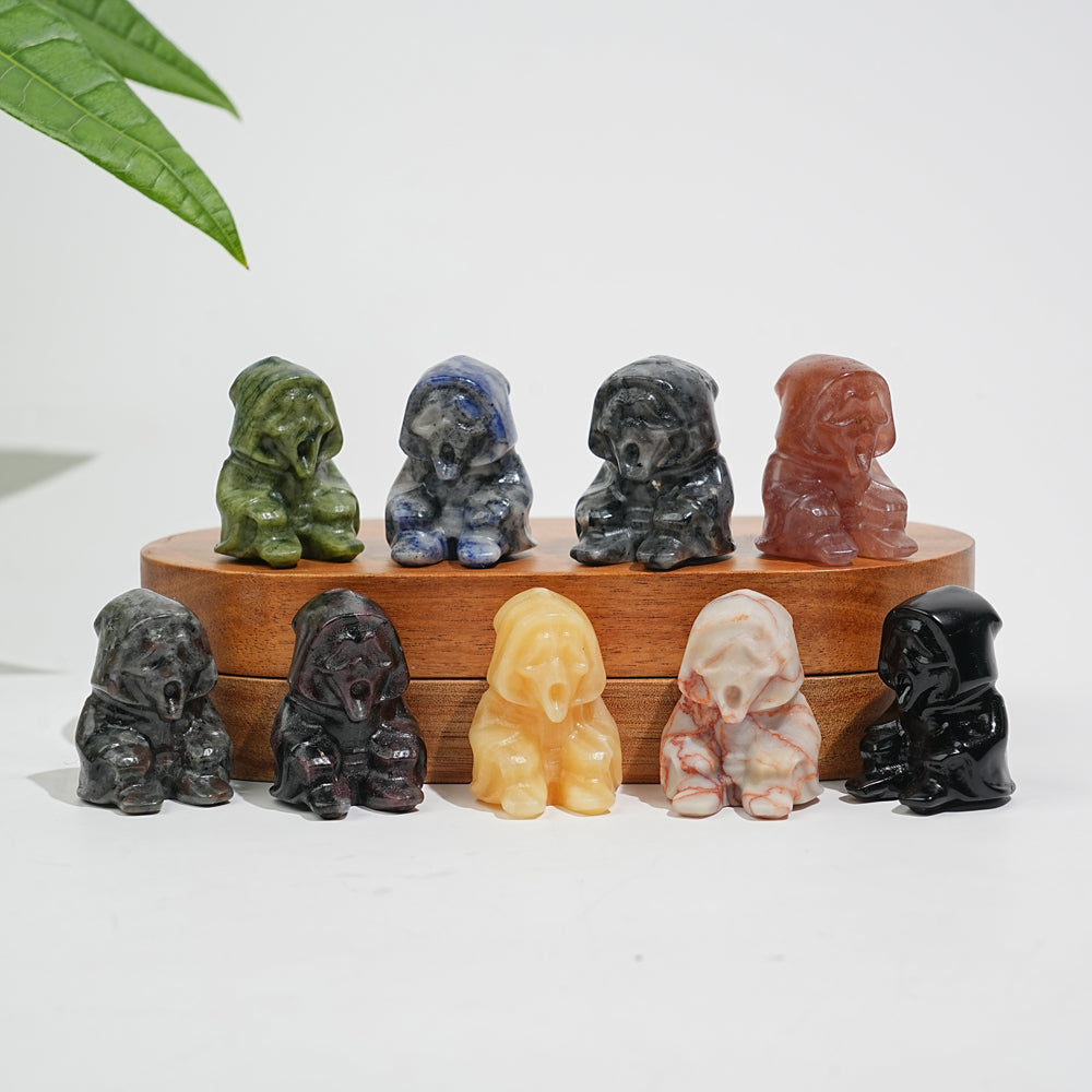 Natural Crystal Seated Grim Reaper Carving