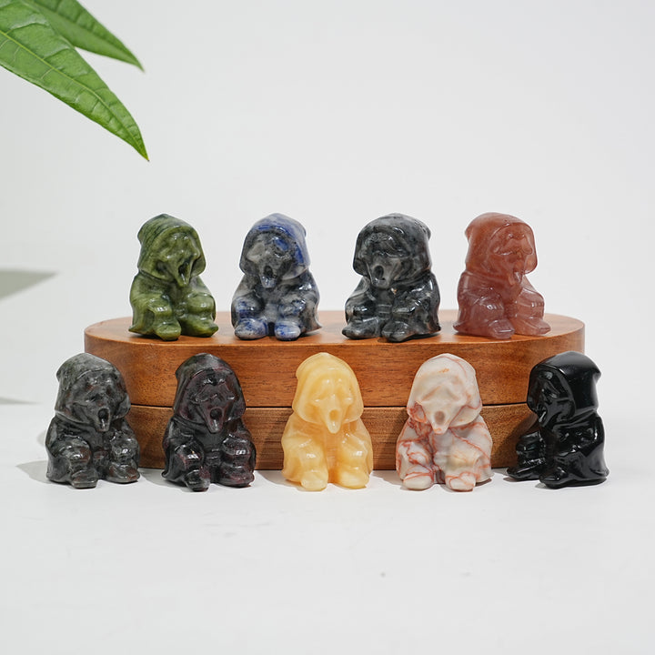 Natural Crystal Seated Grim Reaper Carving