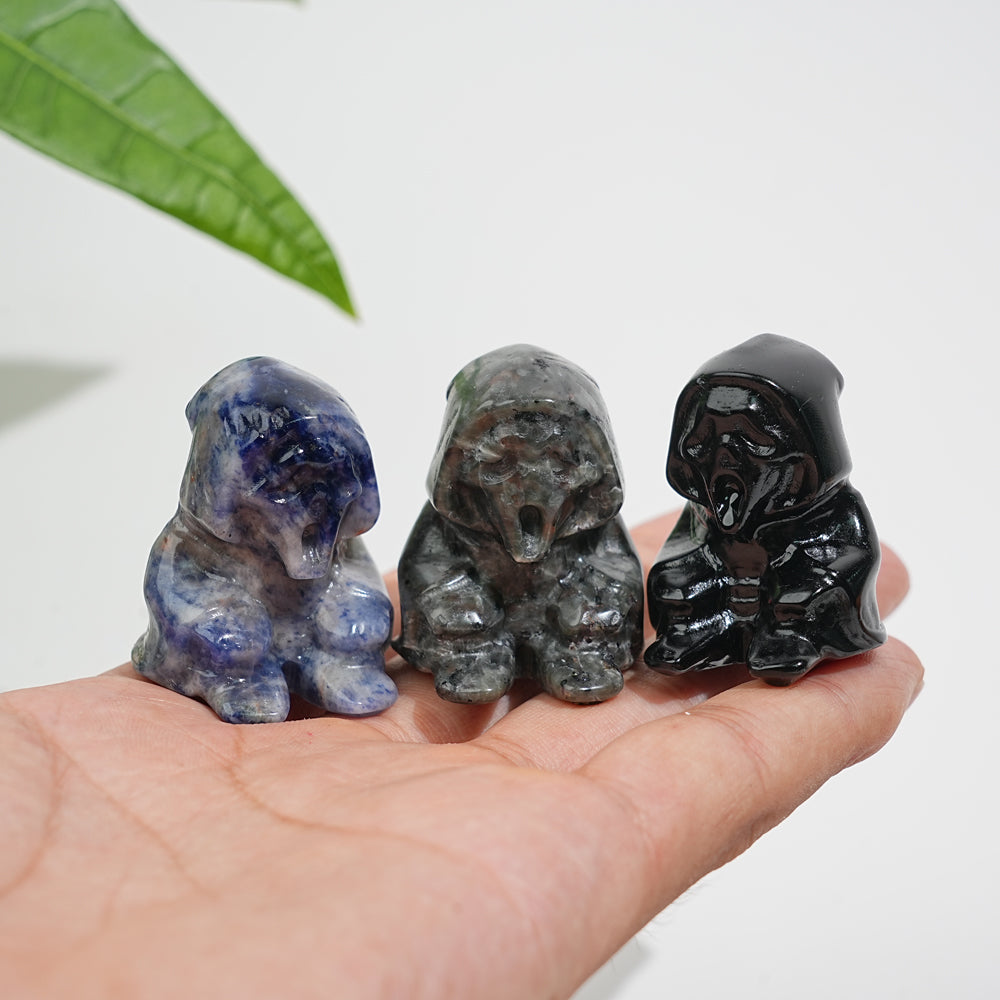 Natural Crystal Seated Grim Reaper Carving