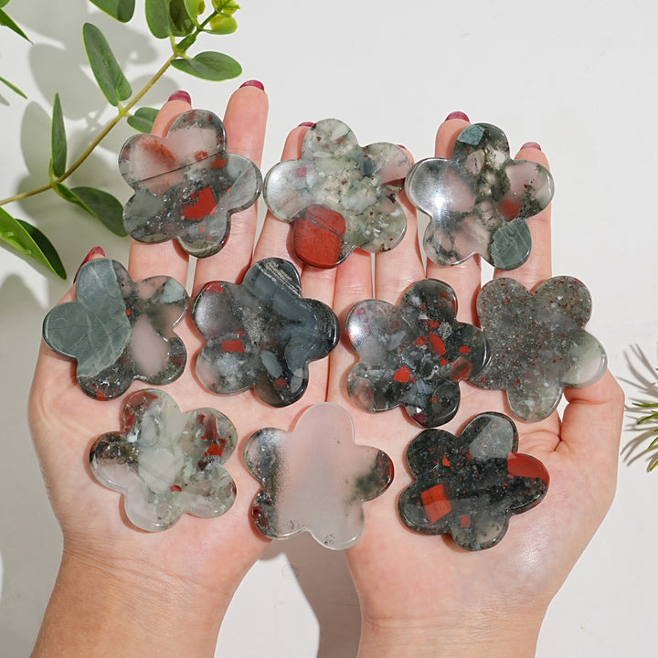 Natural Crystal Carving Five Petal Flower Worry Stone