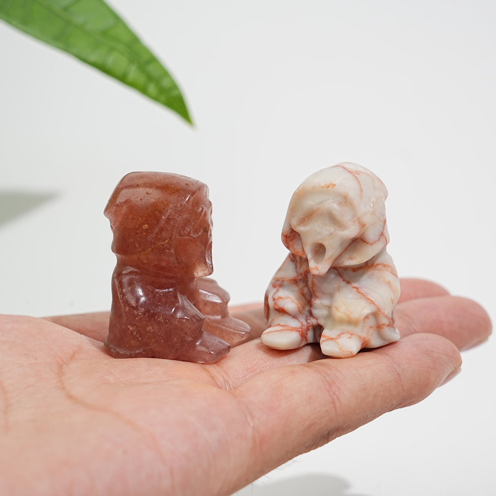 Natural Crystal Seated Grim Reaper Carving