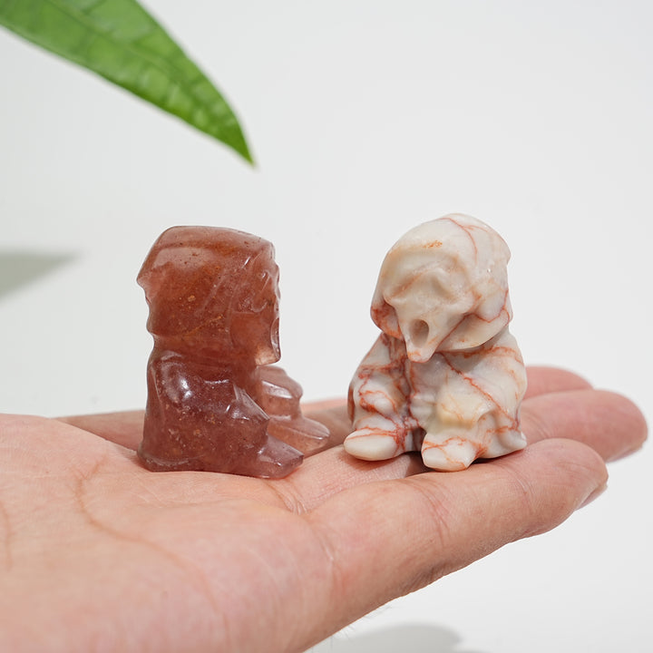 Natural Crystal Seated Grim Reaper Carving