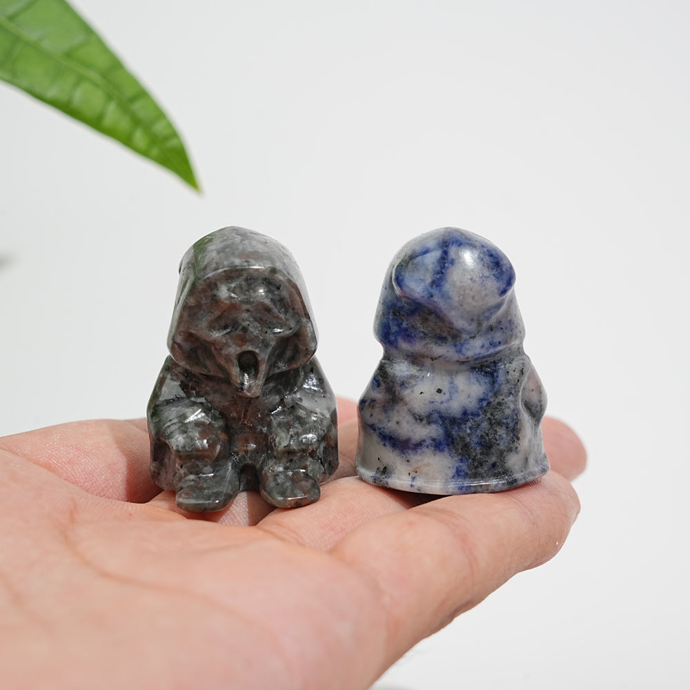 Natural Crystal Seated Grim Reaper Carving
