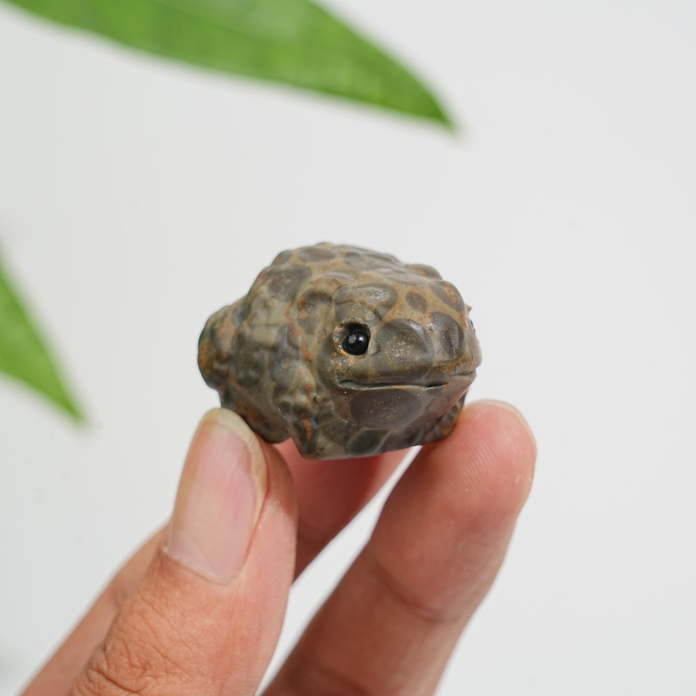 Natural Crystal Tiny Charming Toad Carving