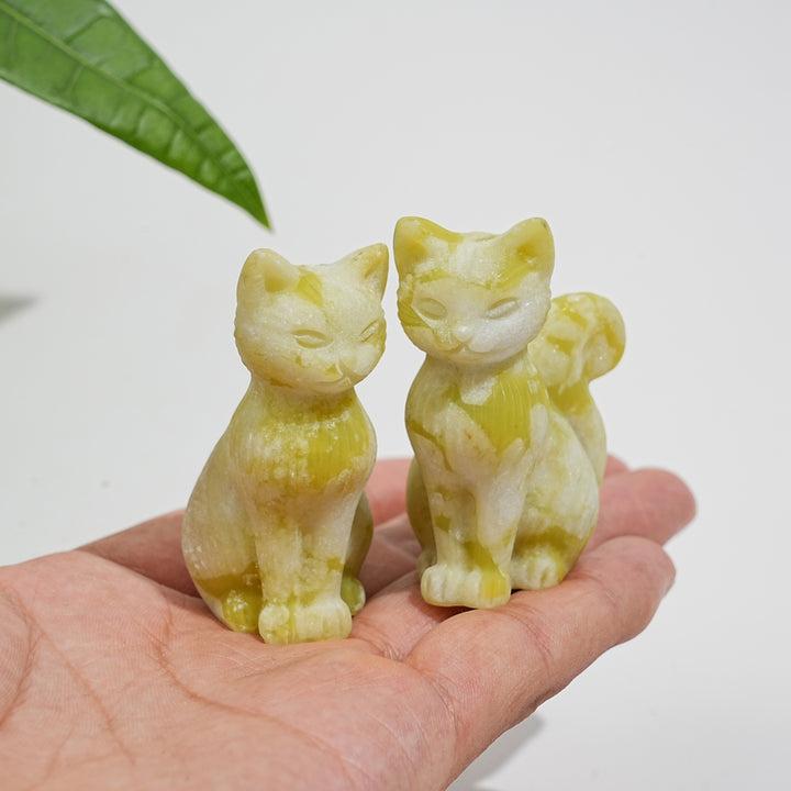 Natural Striped Cat Crystal Carving