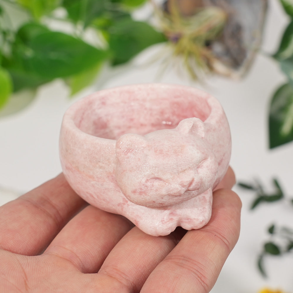 Natural Crystal Carving Cat Bowl