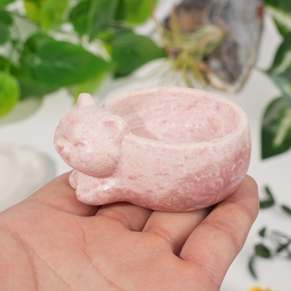 Natural Crystal Carving Cat Bowl