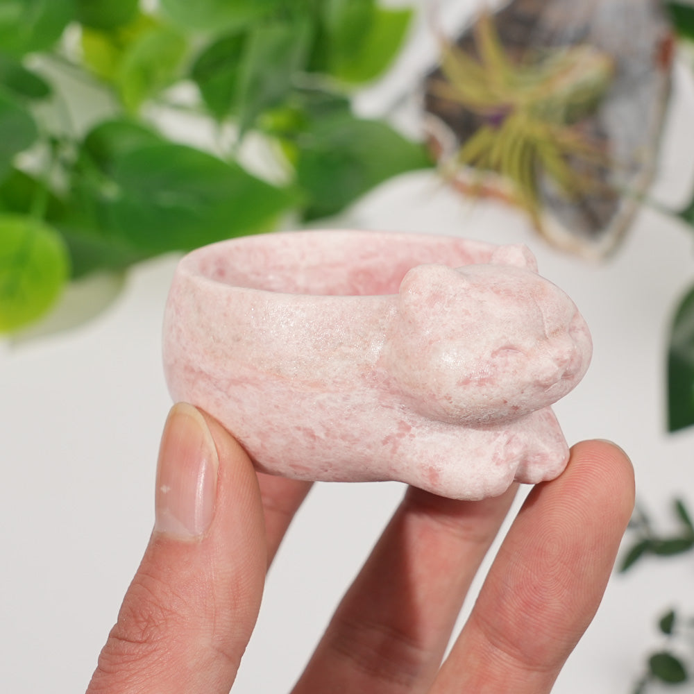 Natural Crystal Carving Cat Bowl